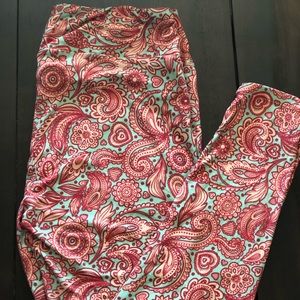 Light green and light orange TC Lularoe leggings